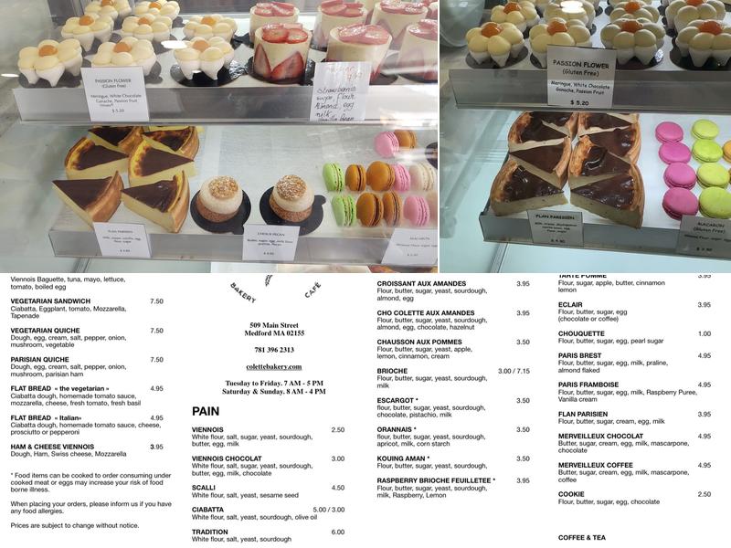 Colette Bakery Menu