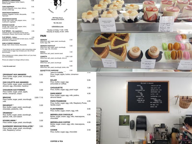 Colette Bakery Menu