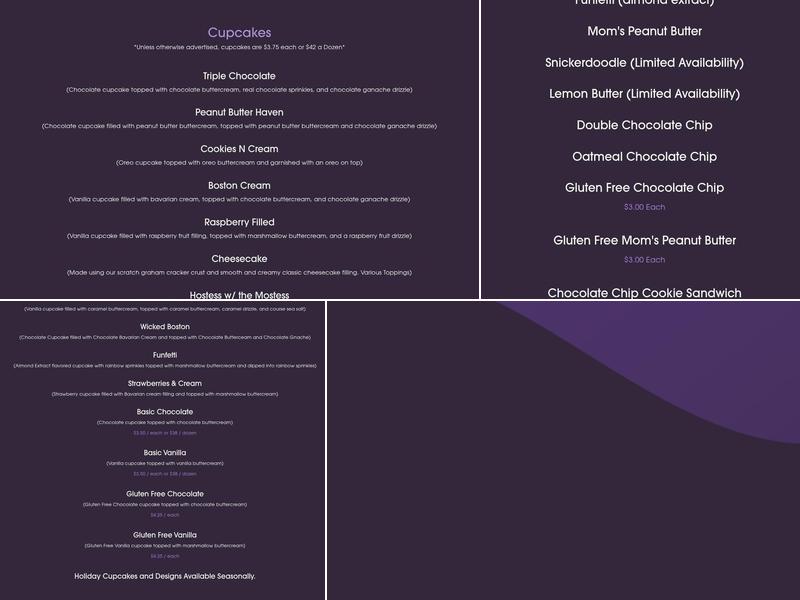 Timothy Jay Sweets Menu