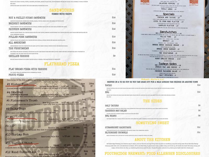 Footbridge Brewery Menu