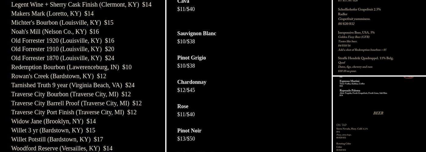 The Crown & Crow Menu