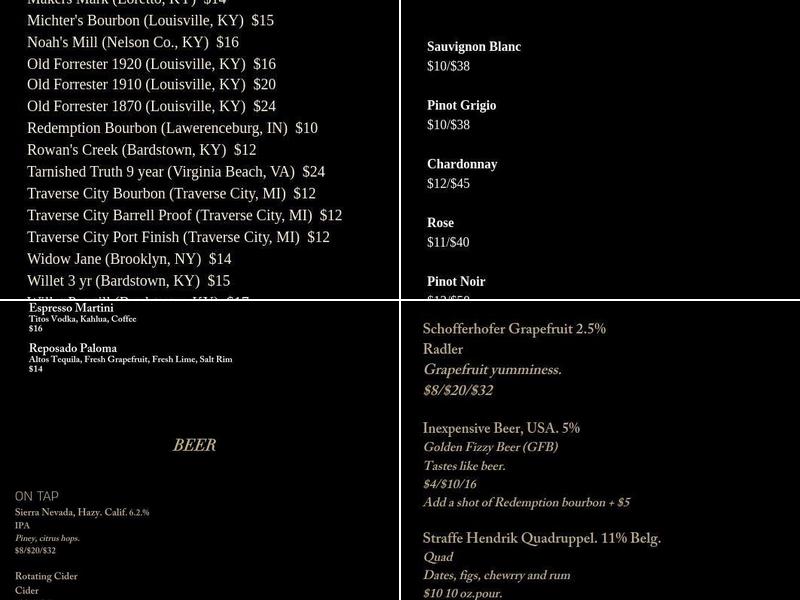 The Crown & Crow Menu