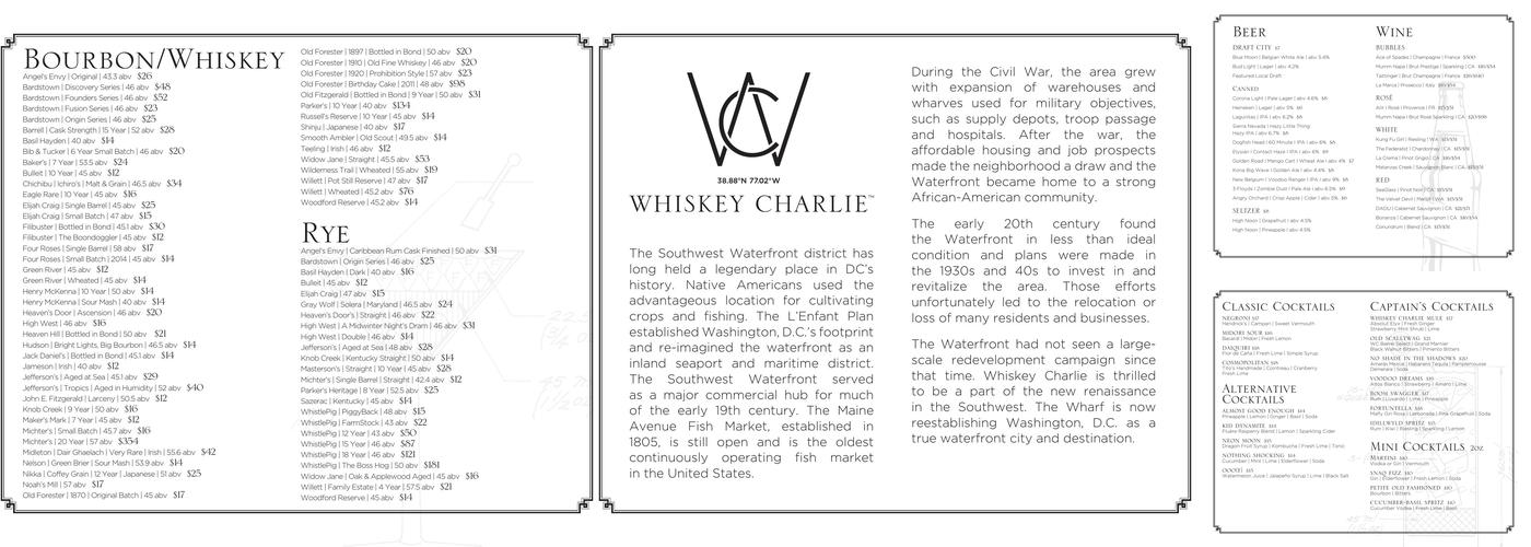 Whiskey Charlie Menu