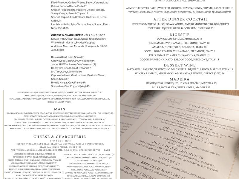 Revel Wine and Craft Beer Bar Menu