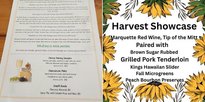 Rudbeckia Winery Menu
