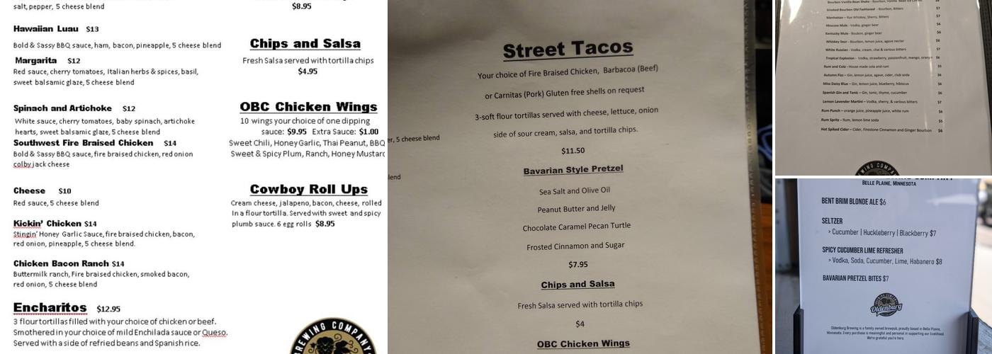 Oldenburg Brewing Company Menu