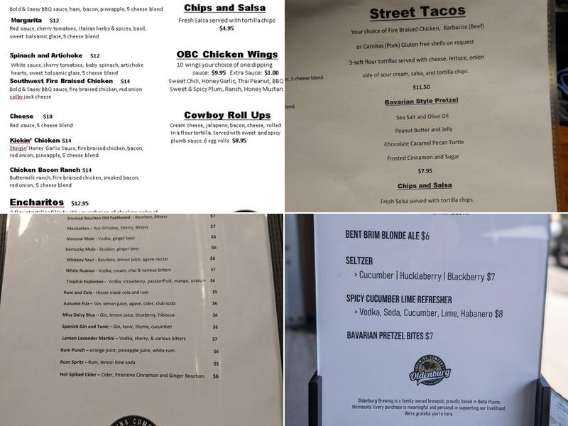 Oldenburg Brewing Company Menu