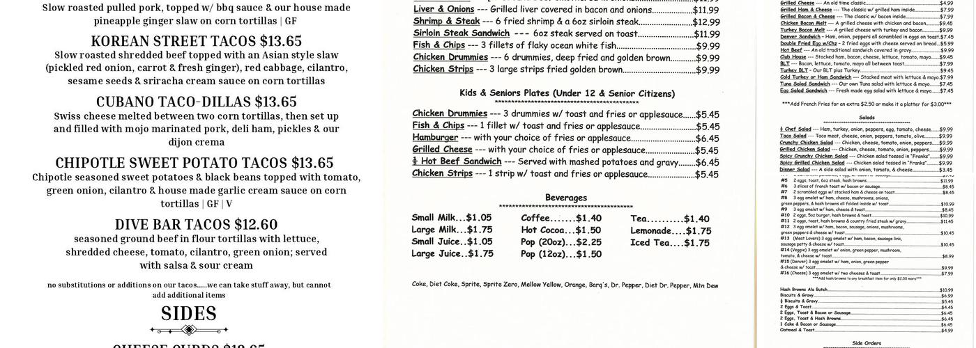 Three Twenty Brewing Co. Menu