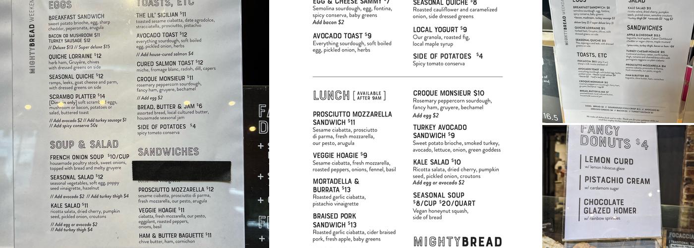 Mighty Bread Company Menu