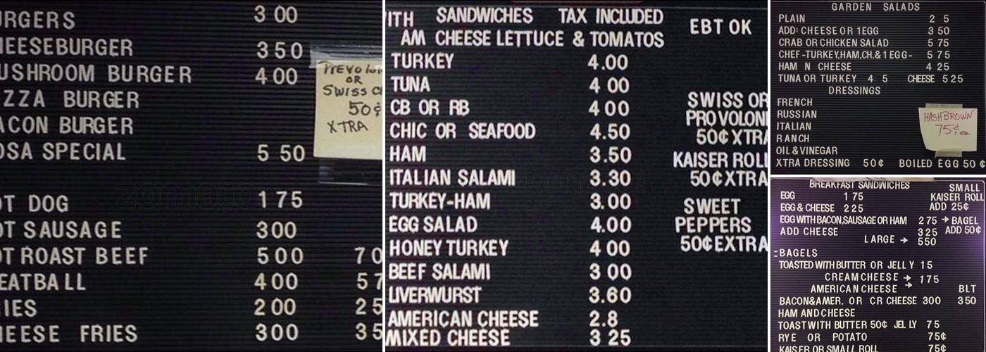 Rosa's Deli Menu