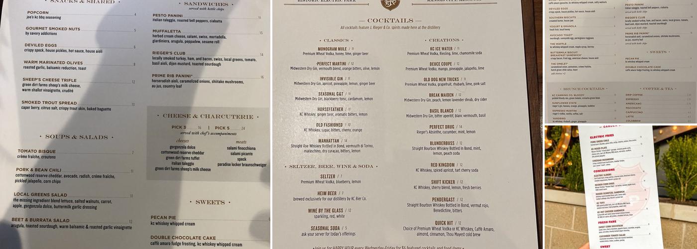 J. Rieger & Co. Menu