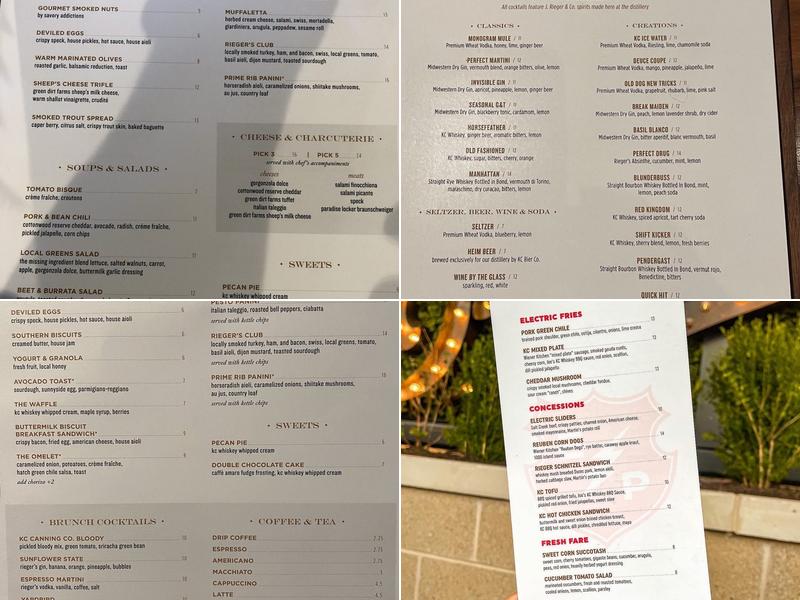 J. Rieger & Co. Menu