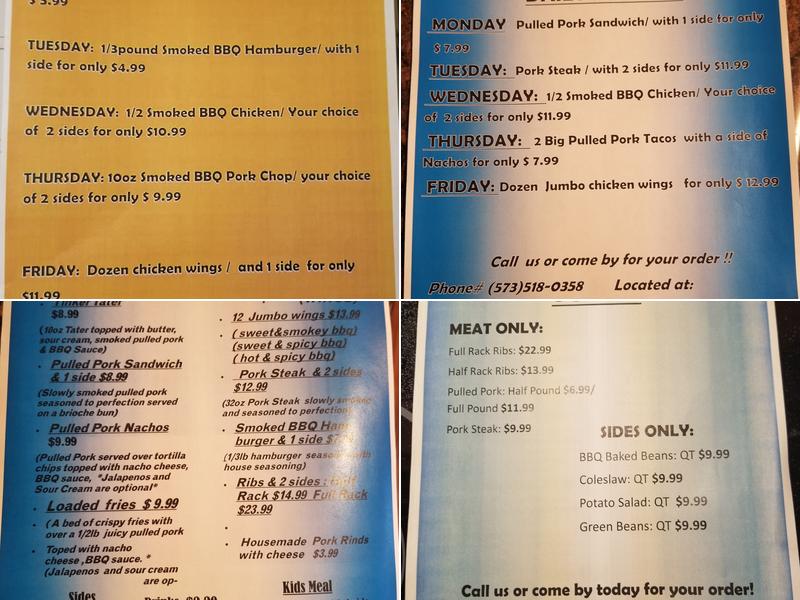 Tinkers BBQ Menu