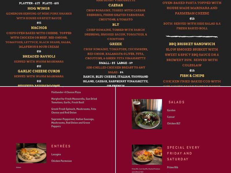 Beaver Creek Brewery Menu