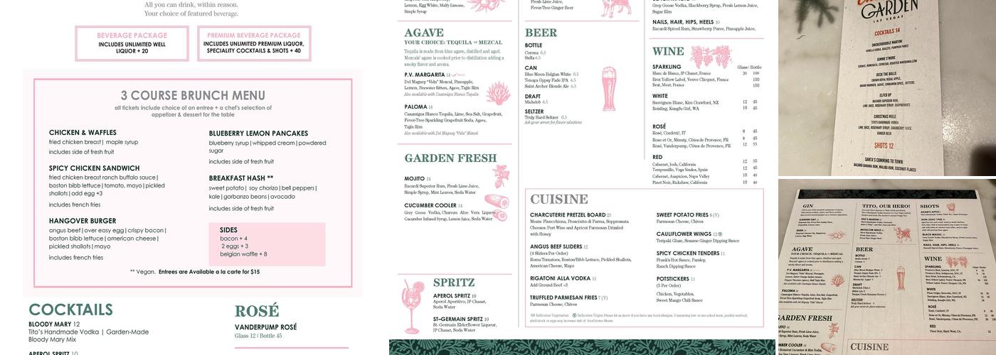 The Garden Las Vegas Menu