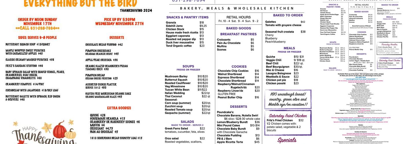 Ali Katz Kitchen Menu
