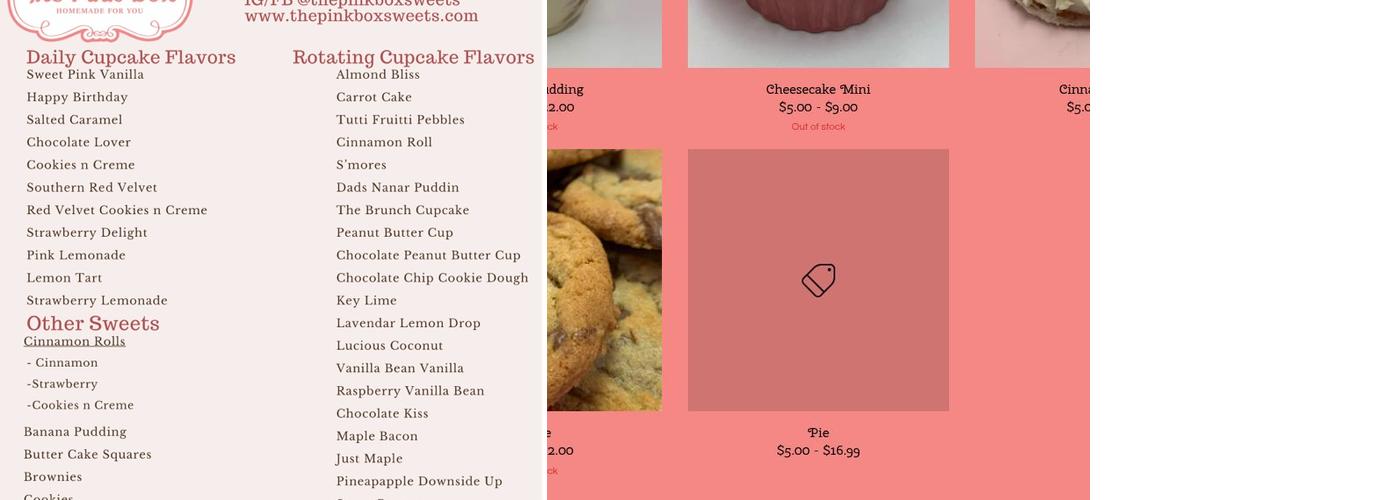 The Pink Box Menu