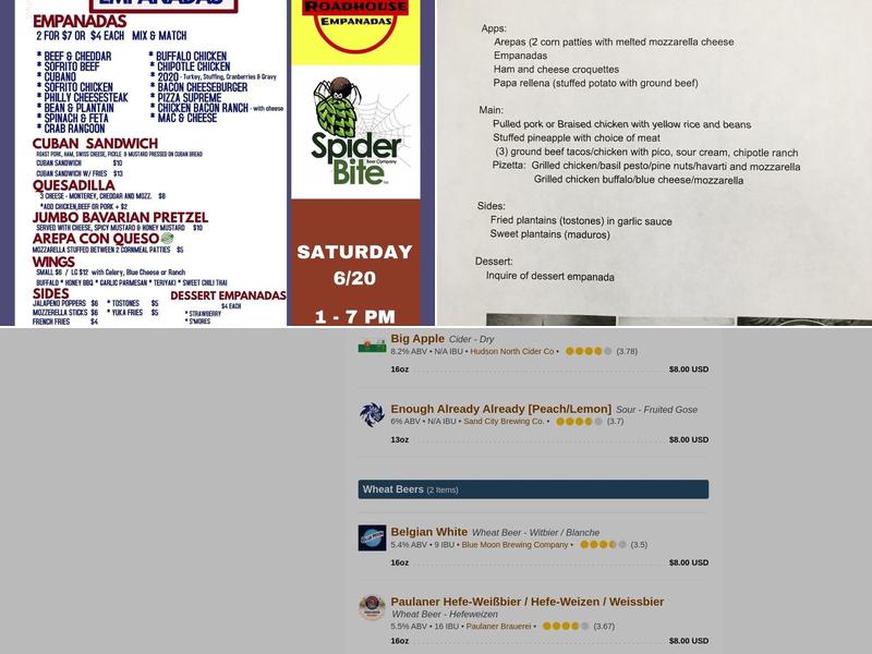 Spider Bite Beer Co Menu