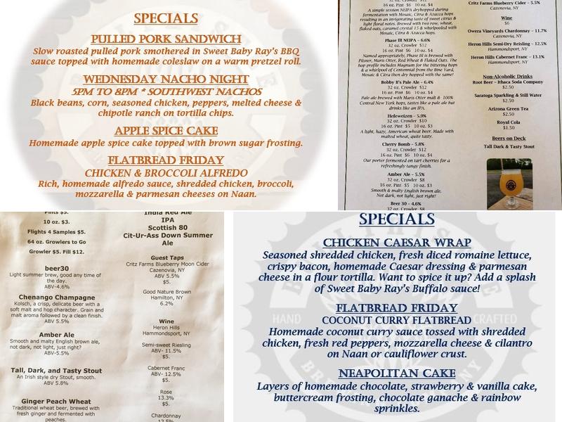 Bullthistle Brewing Company Menu