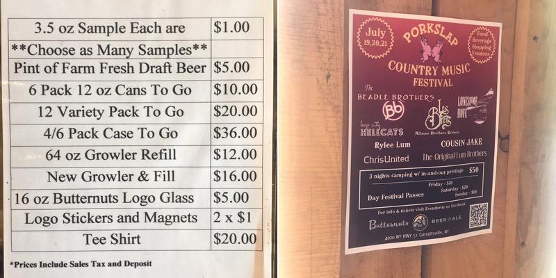 Butternuts Beer & Ale Menu