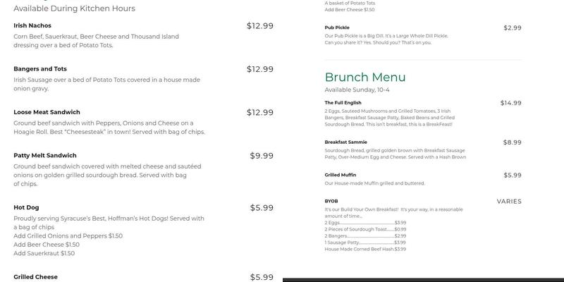 LyonSmith Brewing Co. Menu