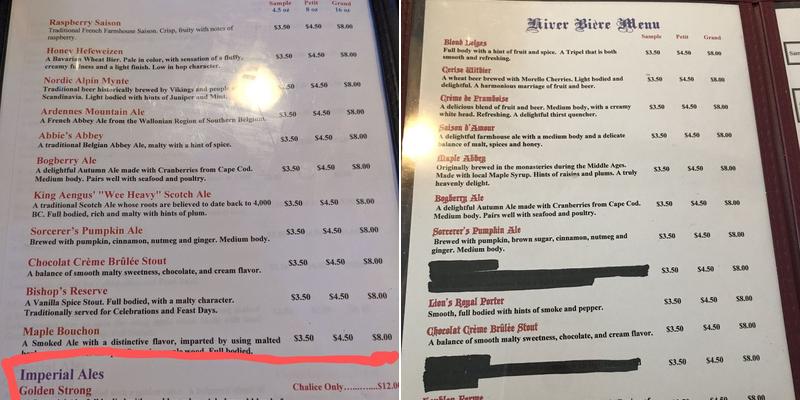 Red Hawk Brewing Menu