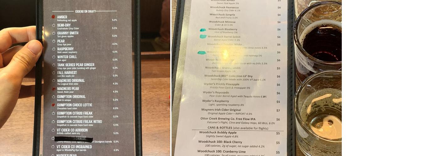 Woodchuck Cider Menu