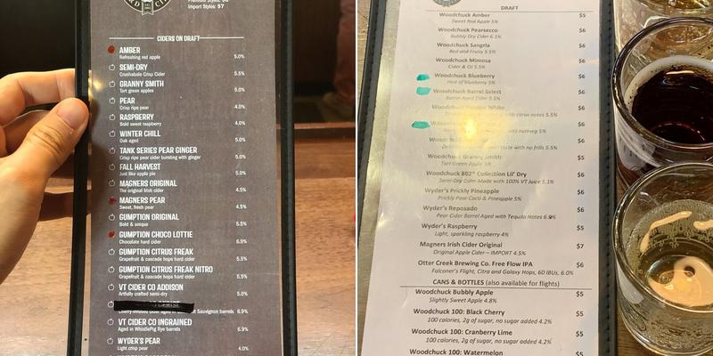 Woodchuck Cider Menu