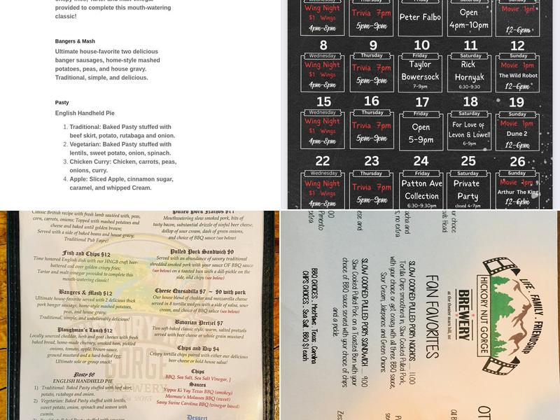 Mars Theatre Brewing Co. Menu