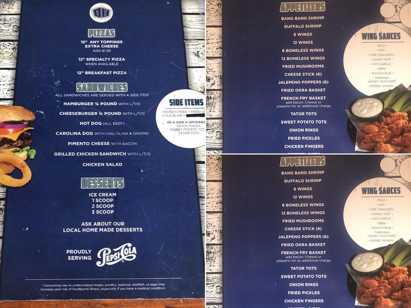 The Boat House on Lake Tillery Menu