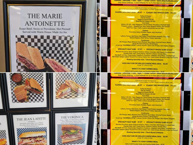 Silverball Subs Menu