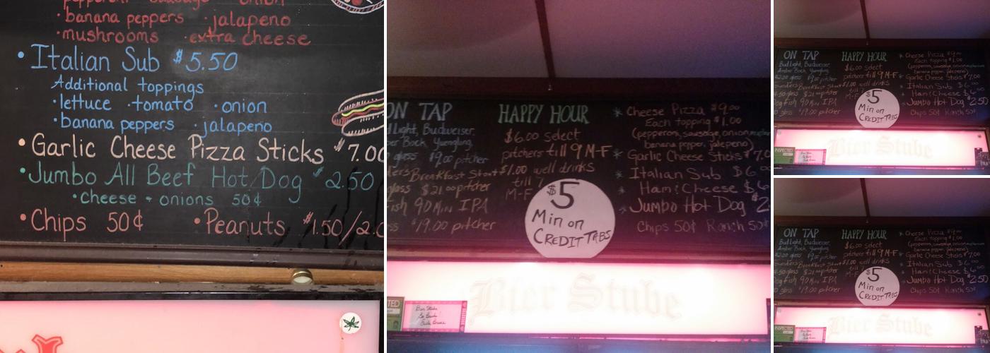 Bier Stube Menu