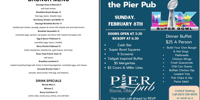 Pier Pub - Huron Menu