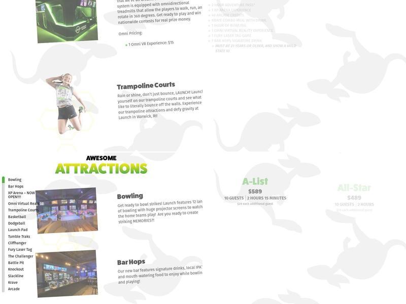 Launch Family Entertainment Warwick Menu