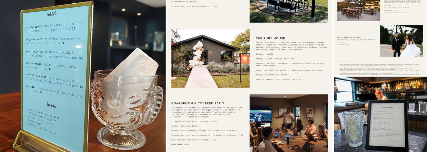 The Ruby Hotel Menu
