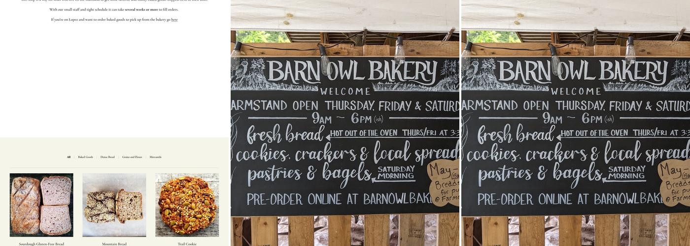 Barn Owl Bakery Menu