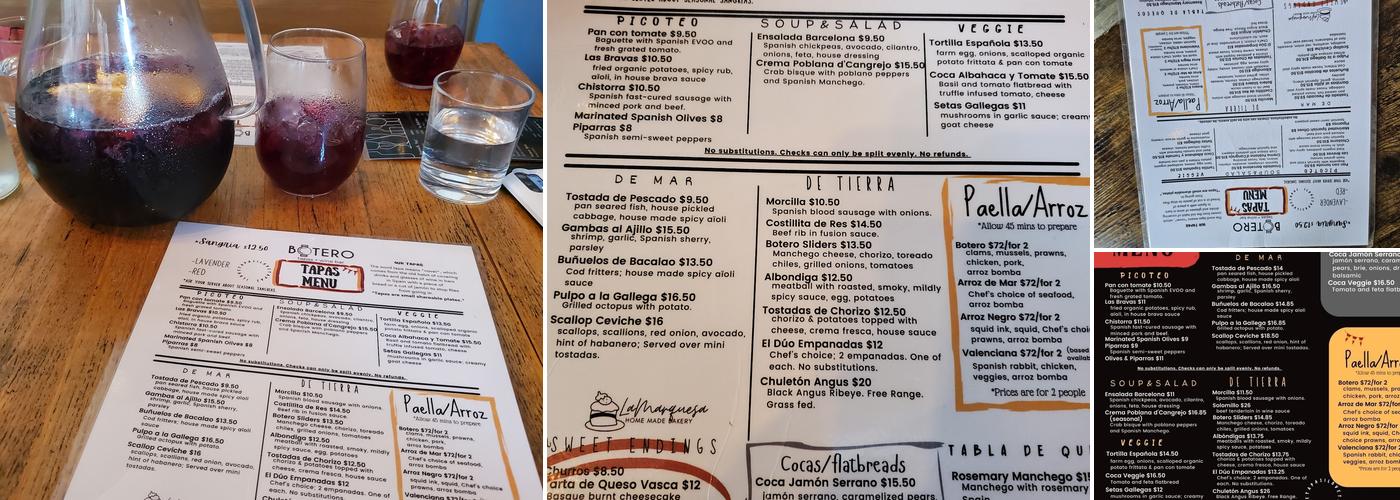 El Botero Tapas + Wine Bar Menu