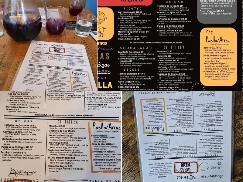 El Botero Tapas + Wine Bar Menu