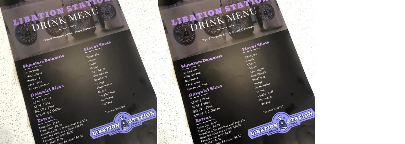 Libation Station Menu