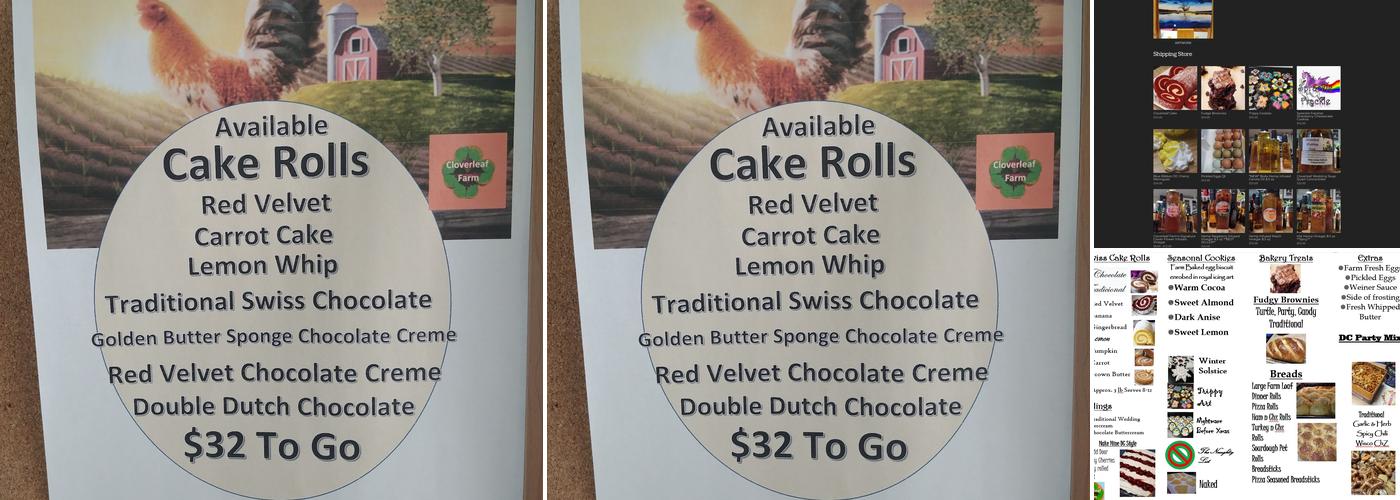 Cloverleaf Farms Cakery Menu