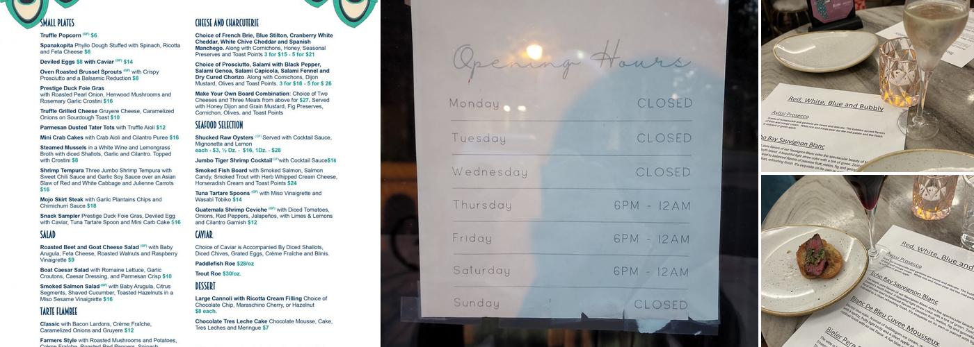 Ms. Peacock's Champagne Lounge Menu