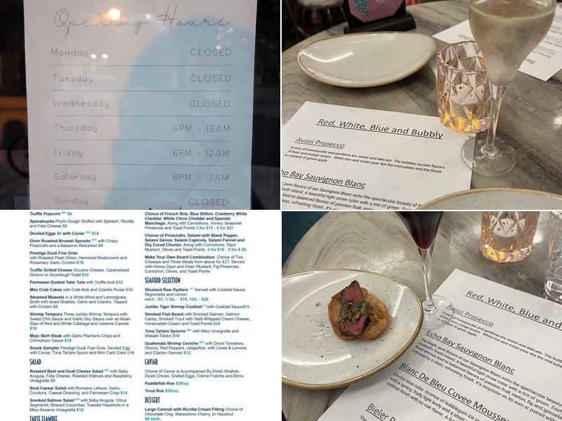 Ms. Peacock's Champagne Lounge Menu