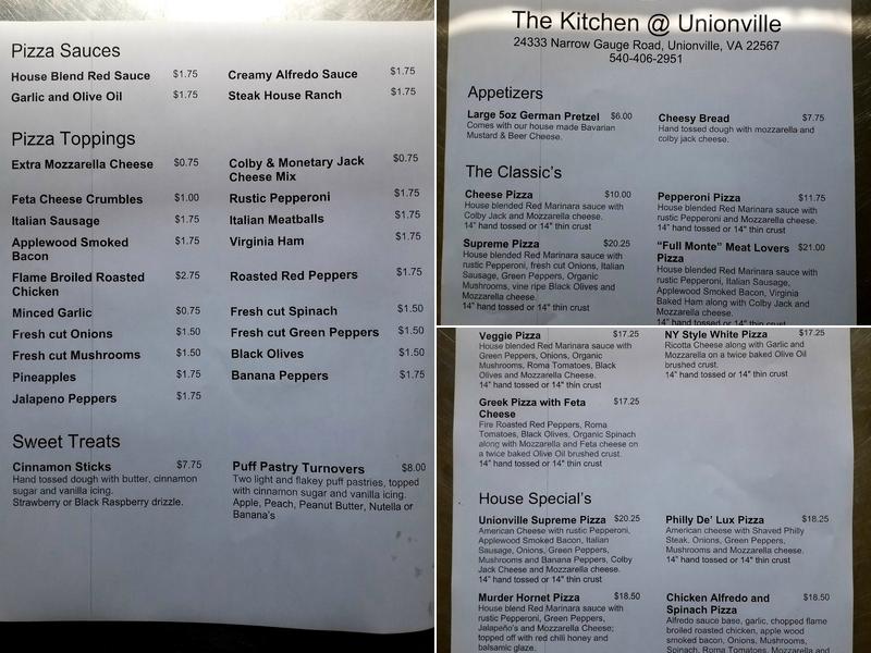 Unionville Brewing Co. Menu
