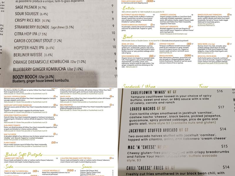 Sage Plant Based Bistro Agoura Hills Menu