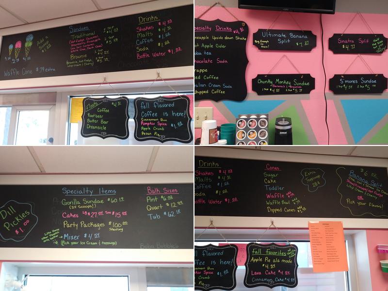 Chunky Monkey Ice Cream and Sweets Menu