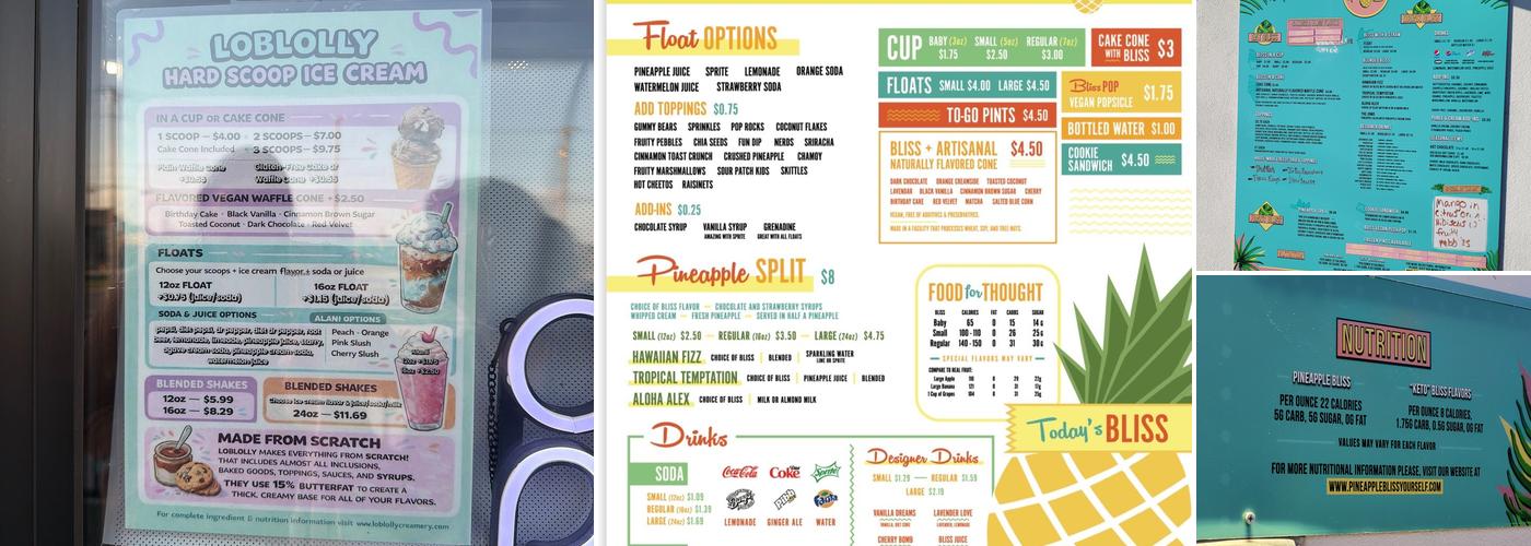 Pineapple Bliss Menu