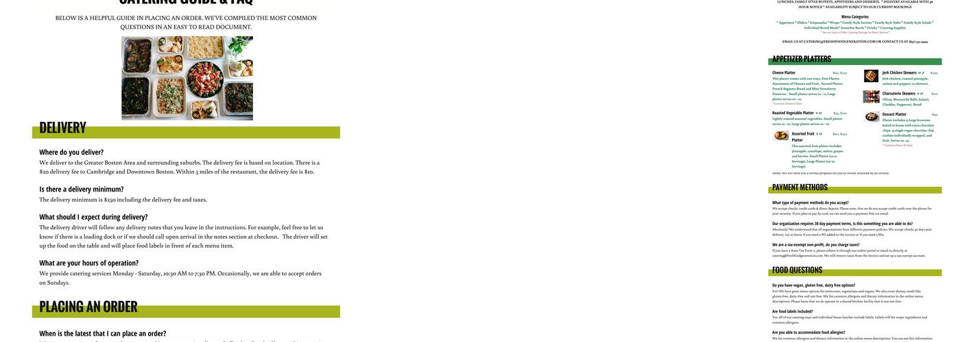 Fresh Food Generation Menu