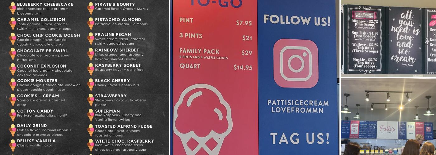Patti's Ice Cream Menu