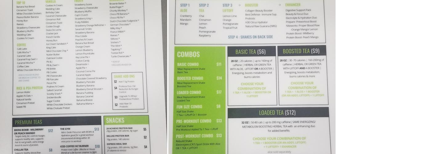 Oxford Nutrition Menu