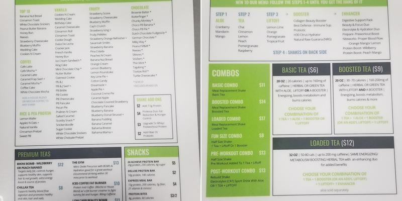 Oxford Nutrition Menu